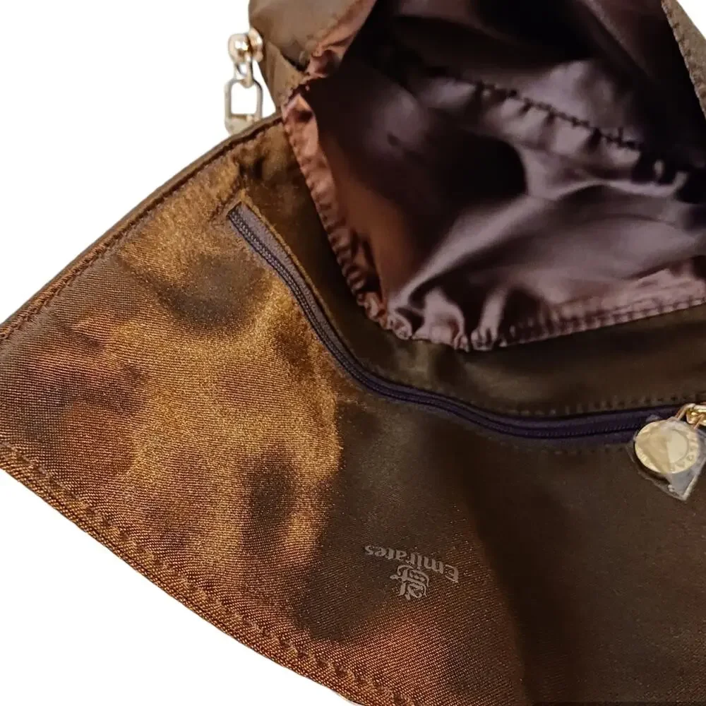 Bulgari Black Satin Crossbody Bag with Gold Chain